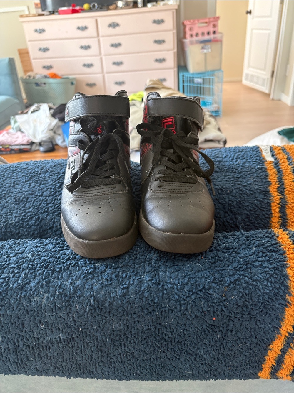 Fila Kids Black High-Top Sneakers with Red Logo